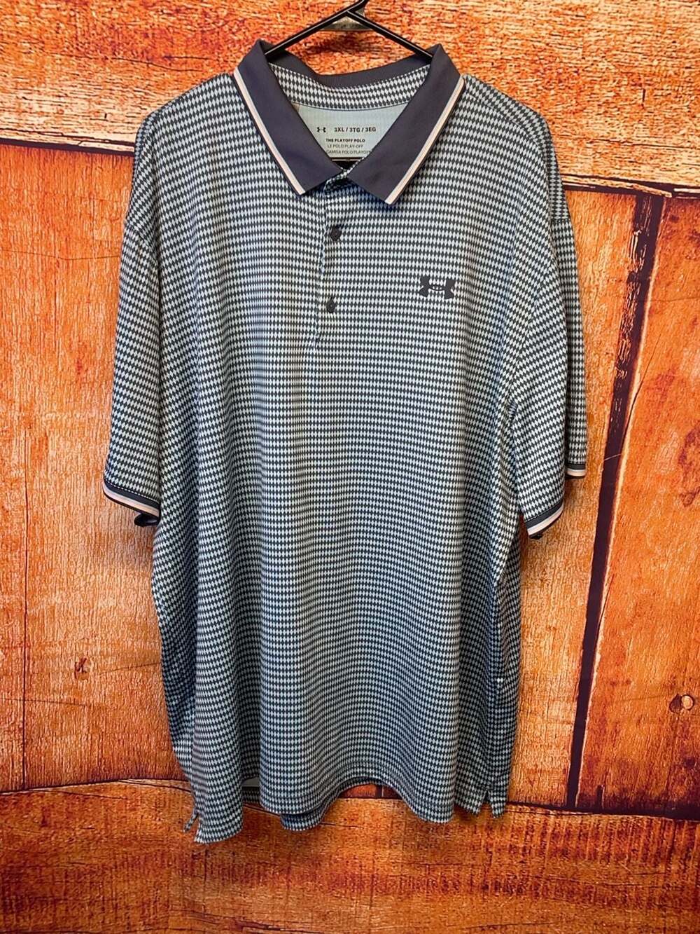 Under Armour The Playoff Polo Men's Geometric Pattern Golf Shirt Sz 3XL